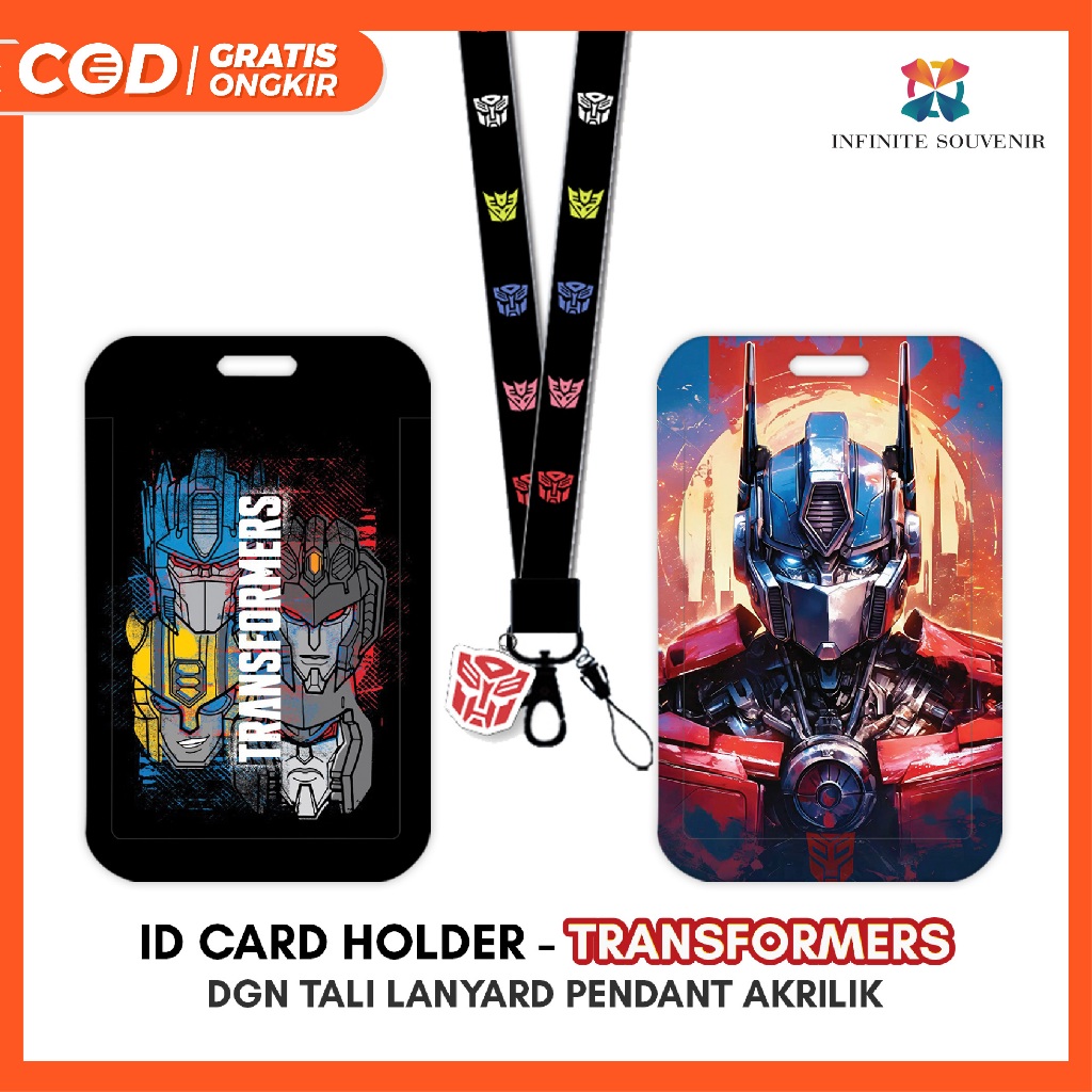GANTUNGAN [N003] TRANSFORMERS / Name Tag ID Card Holder Robot with Lanyard / Acrylic Pendant Hanger