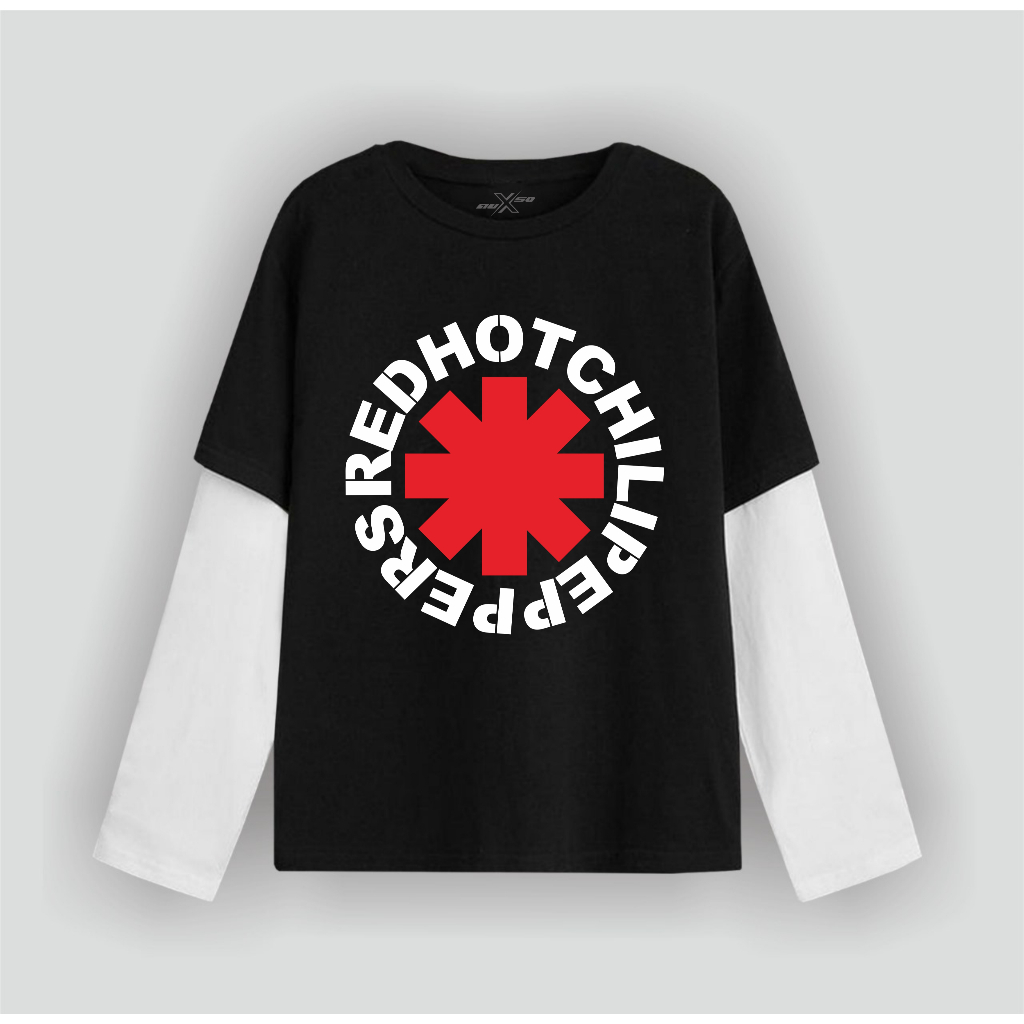 Auxso Clothing Double Layer vintage RHCP Round Logo 24s หวีผ้าฝ้ายรังไข่ unisex