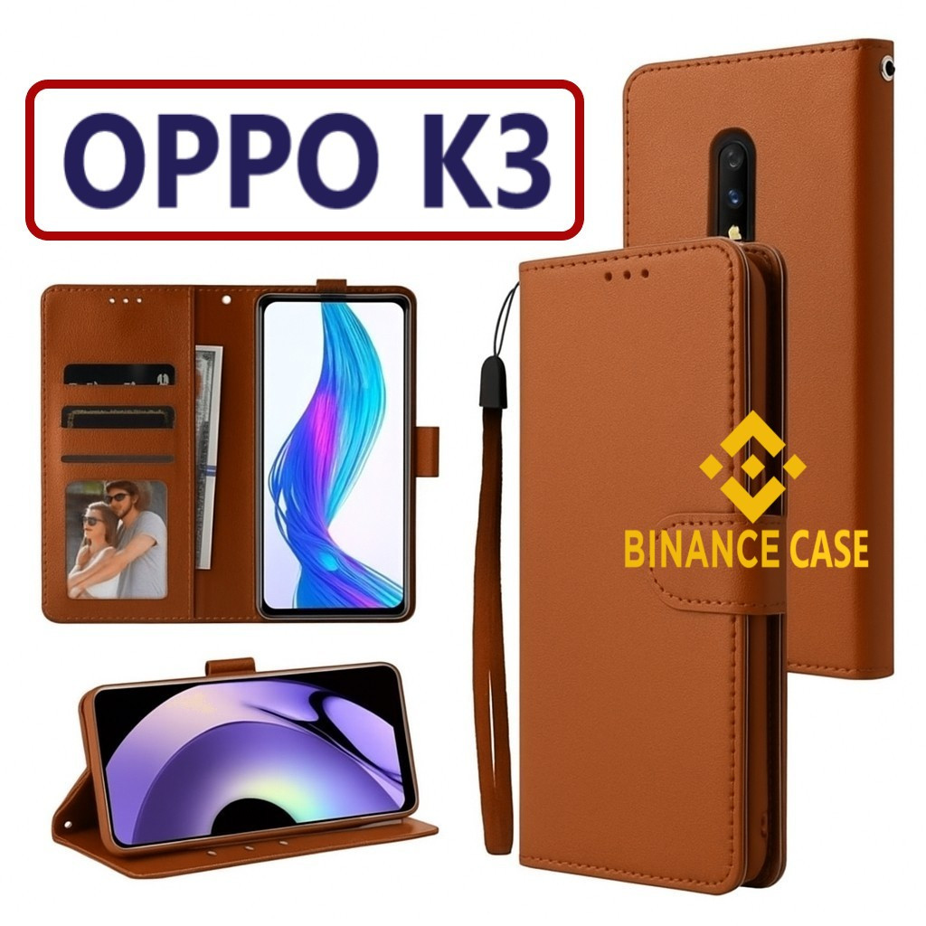 หนัง FLIP CASE OPPO K3 CASE หนัง FLIP WALLET หนังพรีเมี่ยม SARUNG เปิดปิด KESING HP FLIP CASE OPPO K