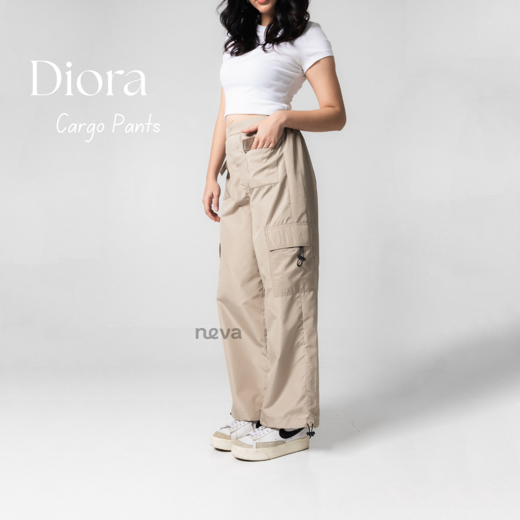PREMIUM NEVA STYLE - DIORA กางเกงขายาวผู้หญิง CARGO PANTS / กางเกง TRACKING CARGO ของผู้หญิงเกาหลี