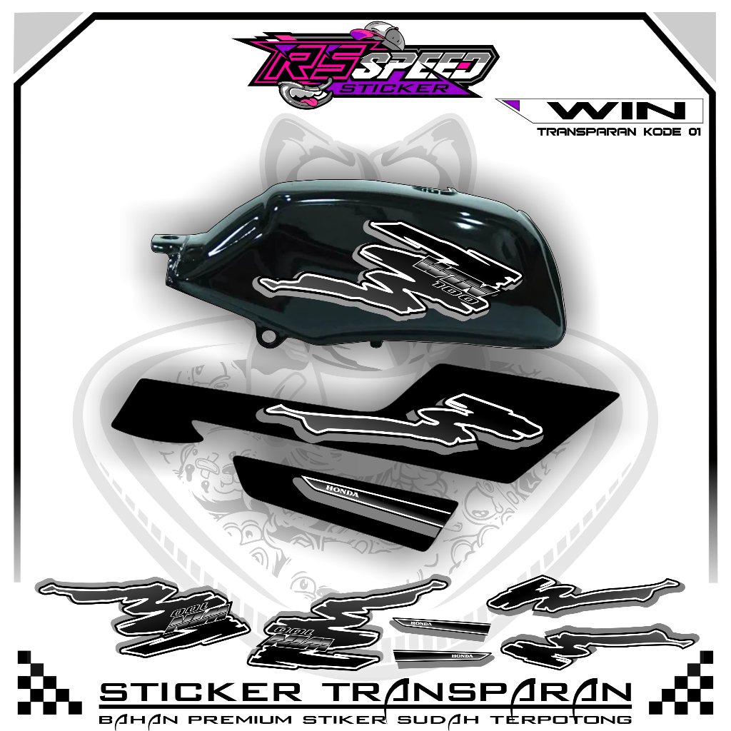 WIN Striping Variations of TRANSPARENT WIN สติ๊กเกอร์ CODE 01 PREMIUM MATERIAL