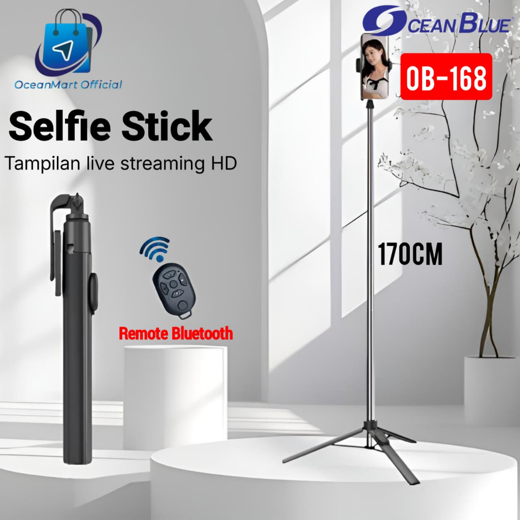 ที่วางขาตั้งกล้อง HP Tongsi Remote Selfie Stick OB168 1.7 เมตร Oceanblue Shutter Stand Content Creat