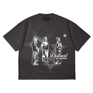 AccentAmbios Boxy Oversized Tshirt Distored Grey Unisex - Cotton Combed 20s