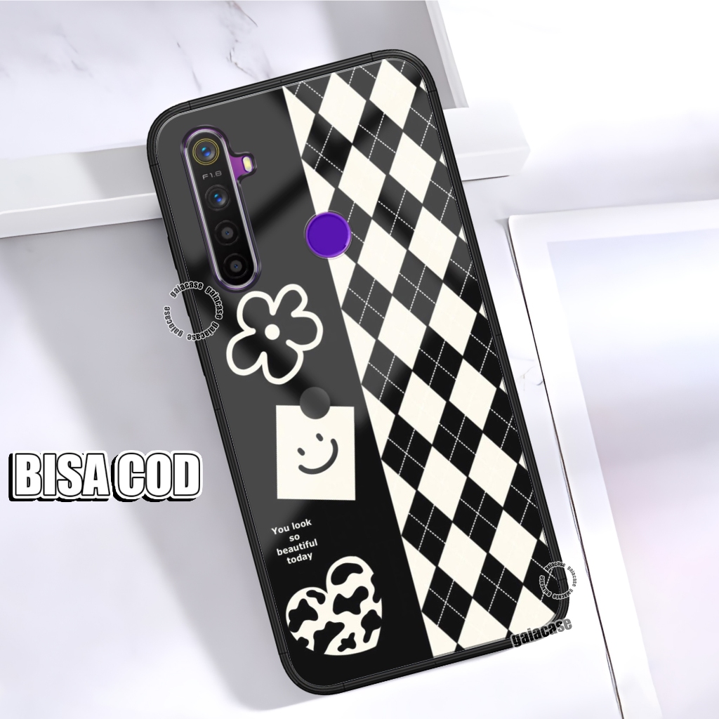 Realme 5i 5 5s แฟชั่น Cute3 Series Case - Softcase Glass Kaca Hardcase Casing Hp Kesing Hp Casing Ha