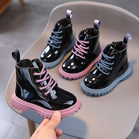 Kids Shack Docmart Dr Martin รองเท้าบูทเคลือบเงาสําหรับเด็กผู้หญิงสไตล์เกาหลีเรียบง่าย