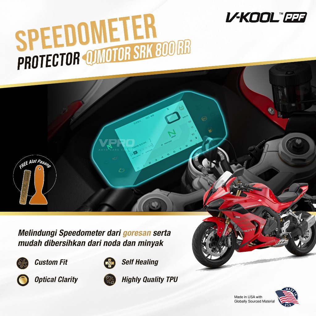 VKOOL PPF มอเตอร์วัดความเร็ว QJ MOTOR SRK 800 RR / มอเตอร์กันรอยขีดข่วน