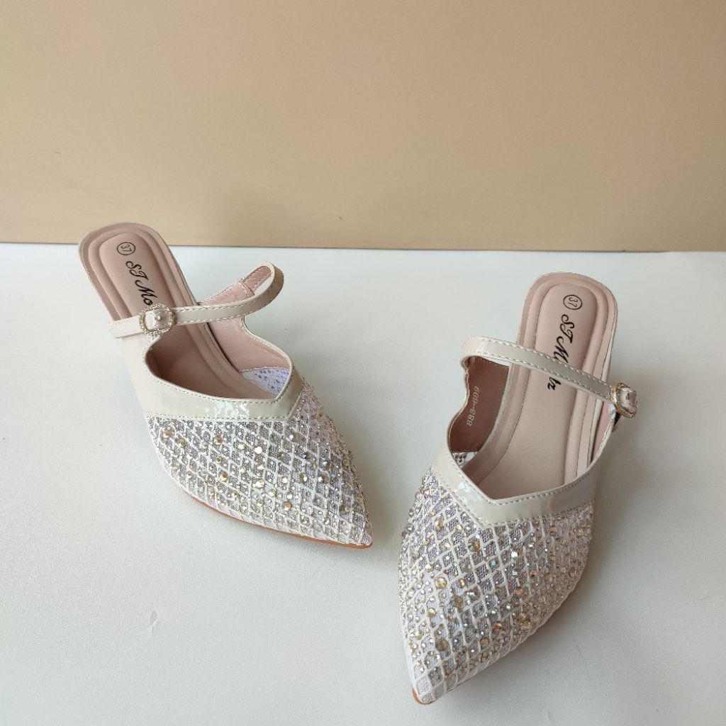 ST MORITZ 888-699 APRICOT PARTY SANDALS/รองเท้า PARTY SLOP SANDALS