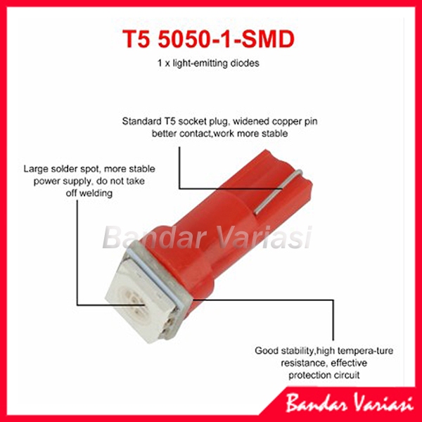 MERAH T5 Red Squid Bulb Mini Car Plug Bulb 12V