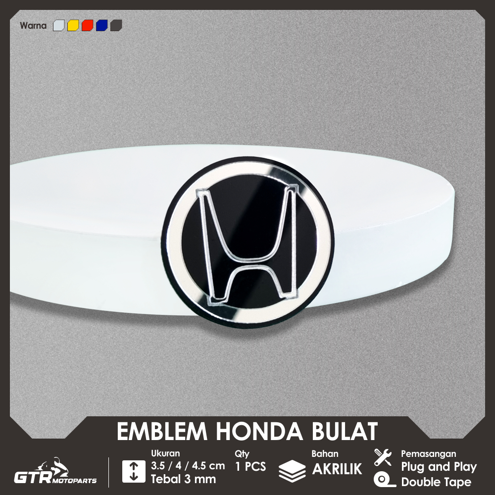GTR Emblem Honda รอบ 3.5 ซม. 4 ซม. 4.5 ซม.นูน 3D โลโก้ Honda รอบ Emblem นูน