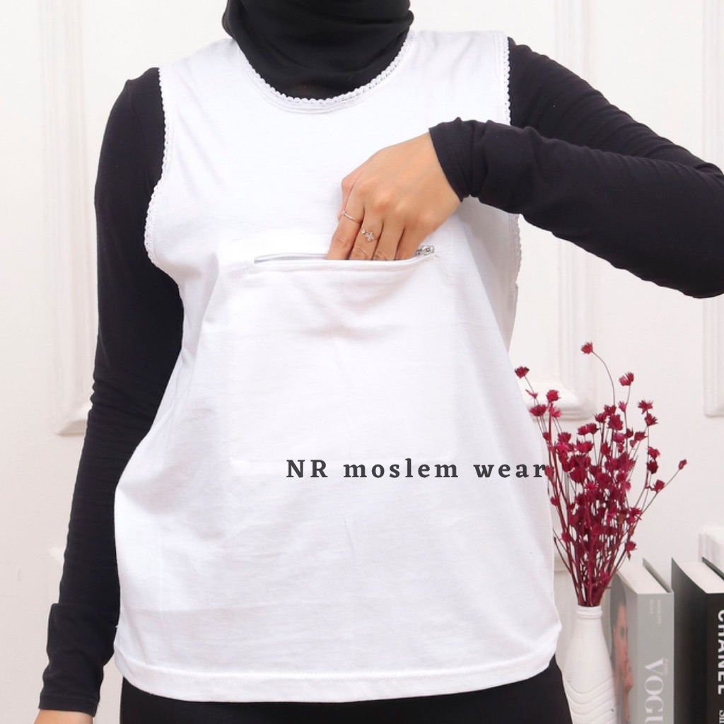 SINGLET สําหรับผู้หญิงพร้อมกระเป๋าสําหรับ UMRAH และ HAJJ, เสื้อยืดพร้อมกระเป๋า
