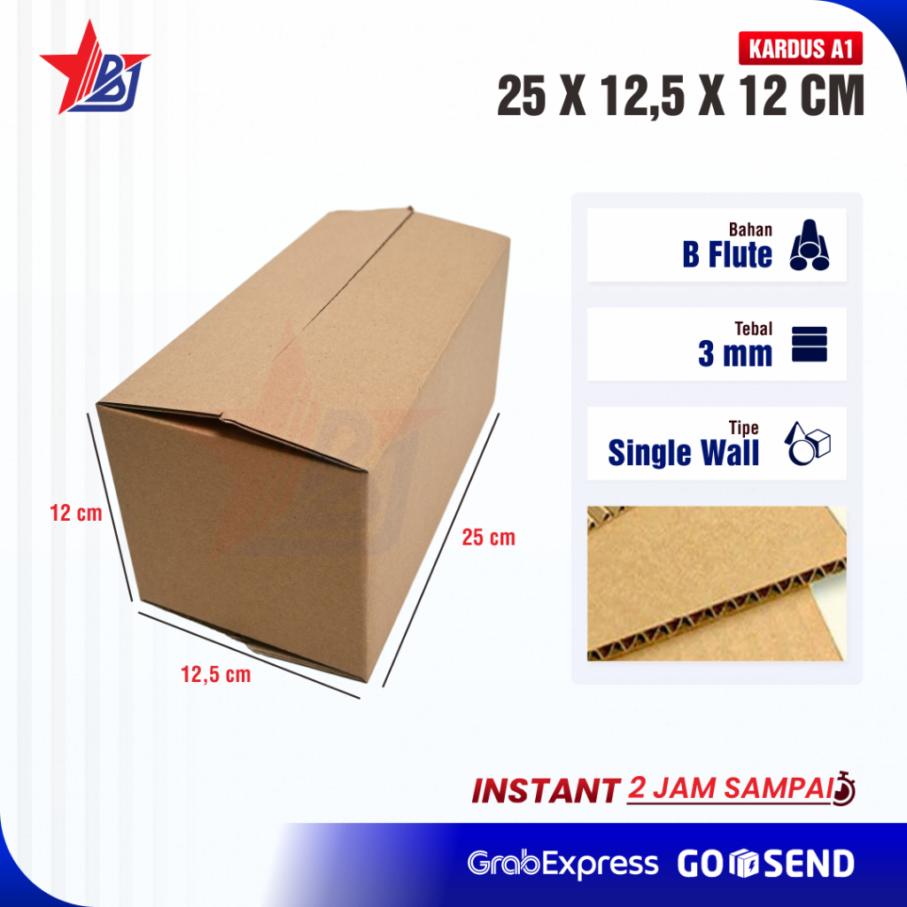 CARDBOARD PACKING 25x12.5x12 cm / CARDBOARD CORUCATED B-FLUTE / PACKING ONLINE
