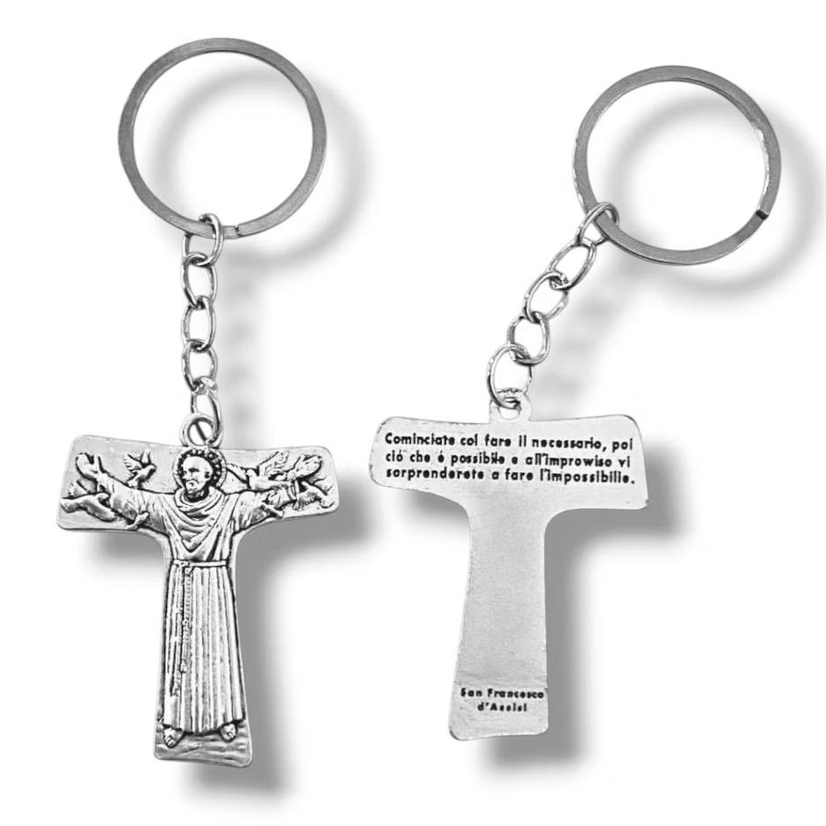 GANTUNGAN Tao Francis Iron Cross พวงกุญแจ 5x4 ซม.P43/17 (9109) - พวงกุญแจข้าม - พวงกุญแจจิตวิญญาณ