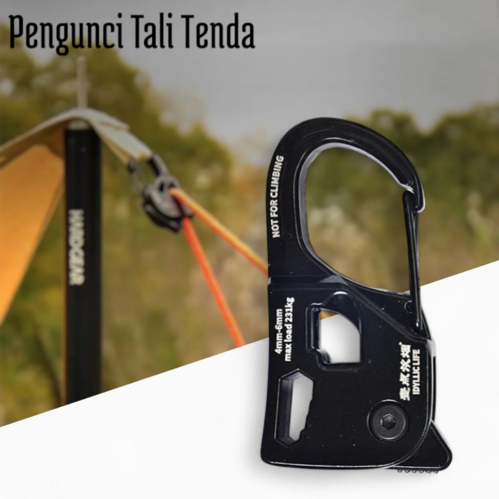 TENDA Canopy Tent Rope Lock Self-Locking Rope Tensioner Size L - IDL022 - สีดํา