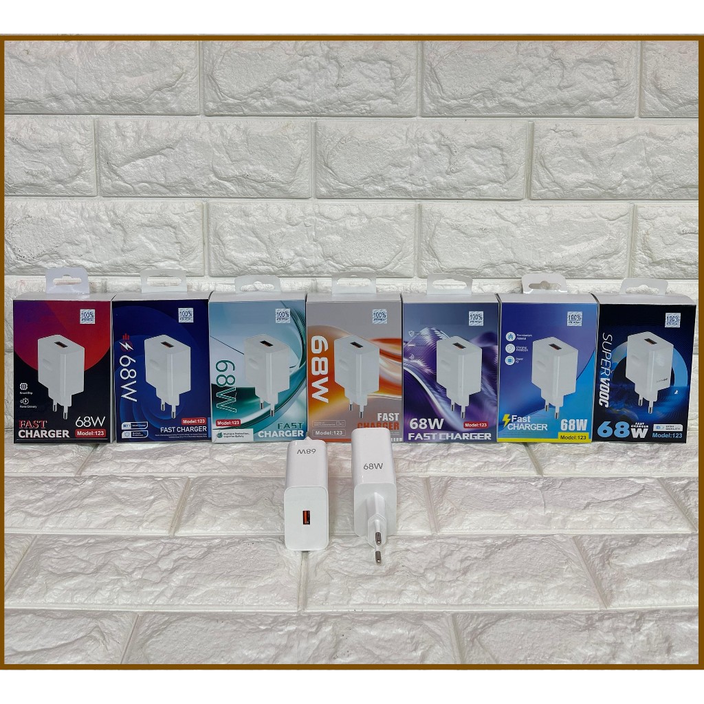 68W Adapter Shell รุ่น 123 Fast Charging Super Vooc Charger Head Adapter Universal USB-A Port