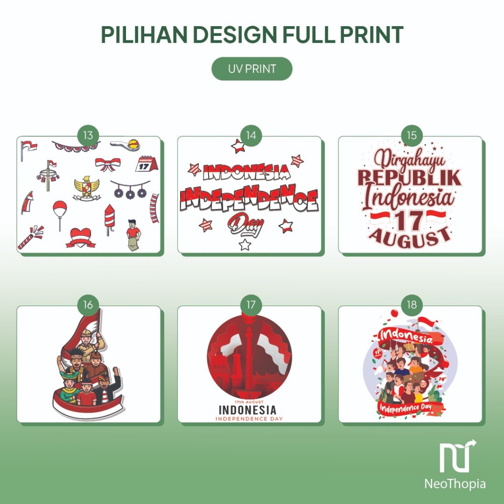 ตัวเลือกการออกแบบสําหรับวันประกาศอิสรภาพของอินโดนีเซีย / สิงหาคม 17 UV PRINTING Tumbler UV Print