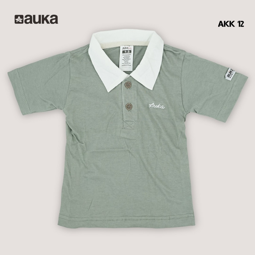 AUKA TEAM Premium เสื้อยืดเด็ก Tops AUKA ทีมอายุ 1 2 3 4 5 6 7 8 ปี Sage สีปกสีขาว