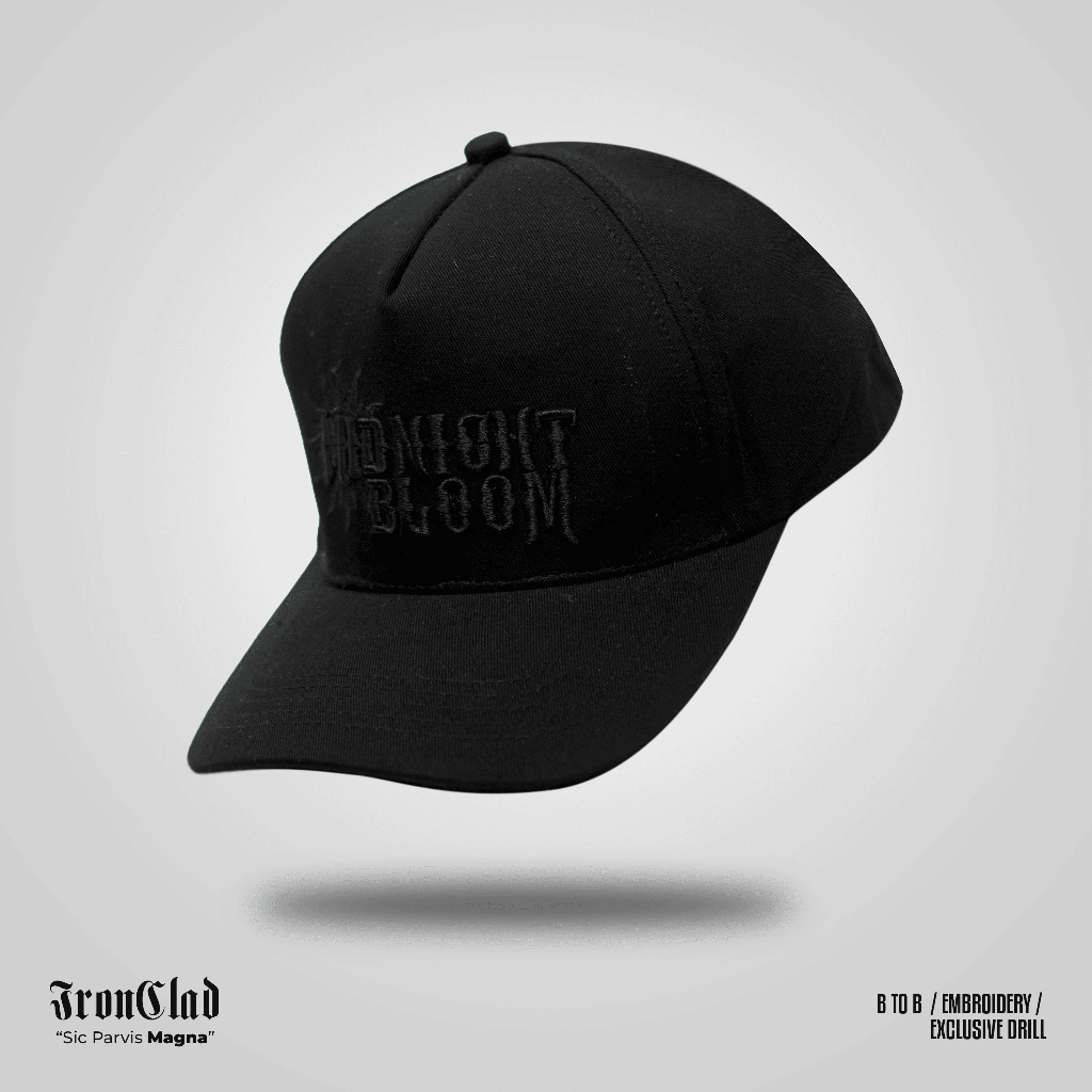 หมวกเบสบอล Unisex Midnight bloom สีดําเต็ม | บี ถึง บี