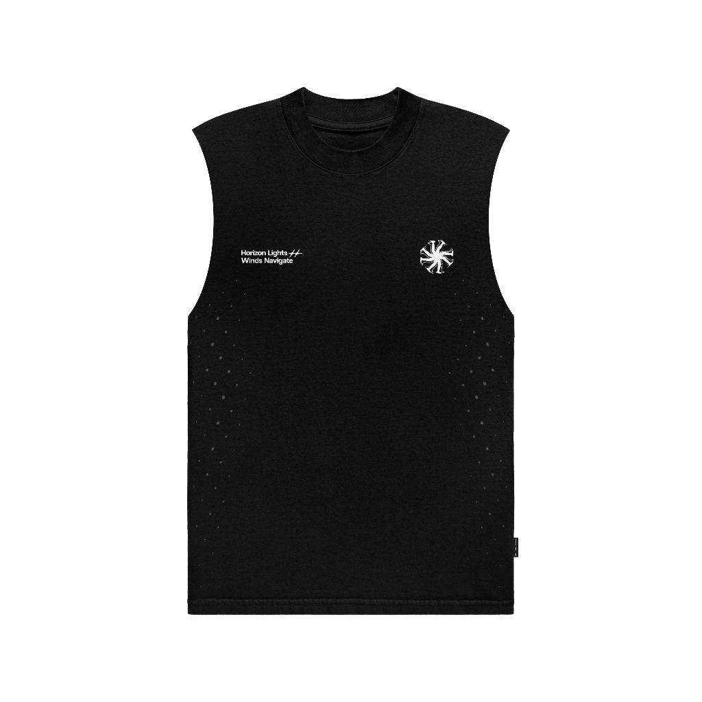 HLWN Running เสื้อยืดกล้ามเนื้อ Unisex สีดํา - จินนี่