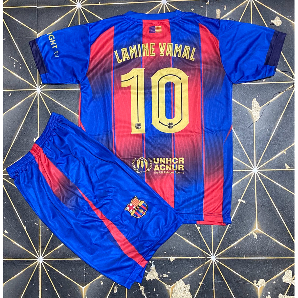NEWEST LAMINE YAMAL Jersey สําหรับเด็กอายุ 5 ถึง 12 ปี เสื้อแข่ง LAMINE YAMAL NUMBER 10