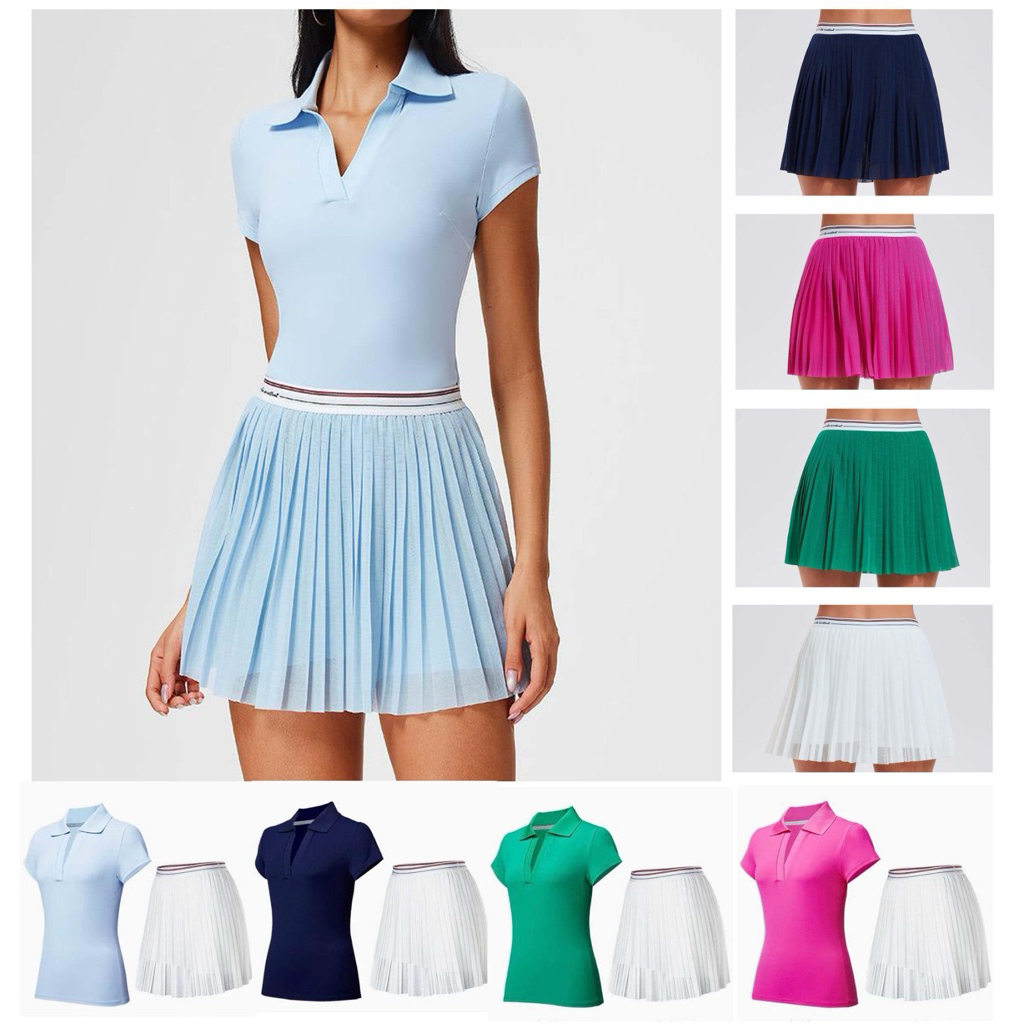 Go Excellent Tennis Padel Set Polo Golf Skort กระโปรงกางเกง