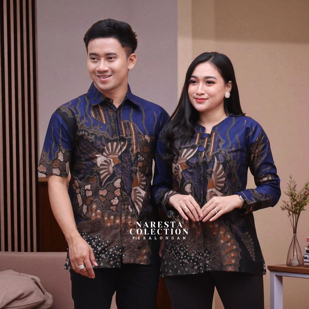 เสื้อบาติกคู่สําหรับผู้ชายและผู้หญิงปุ่มเต็ม ML XL XXL XXL เครื่องแบบสํานักงานจํานวนมากลายล่าสุด 202