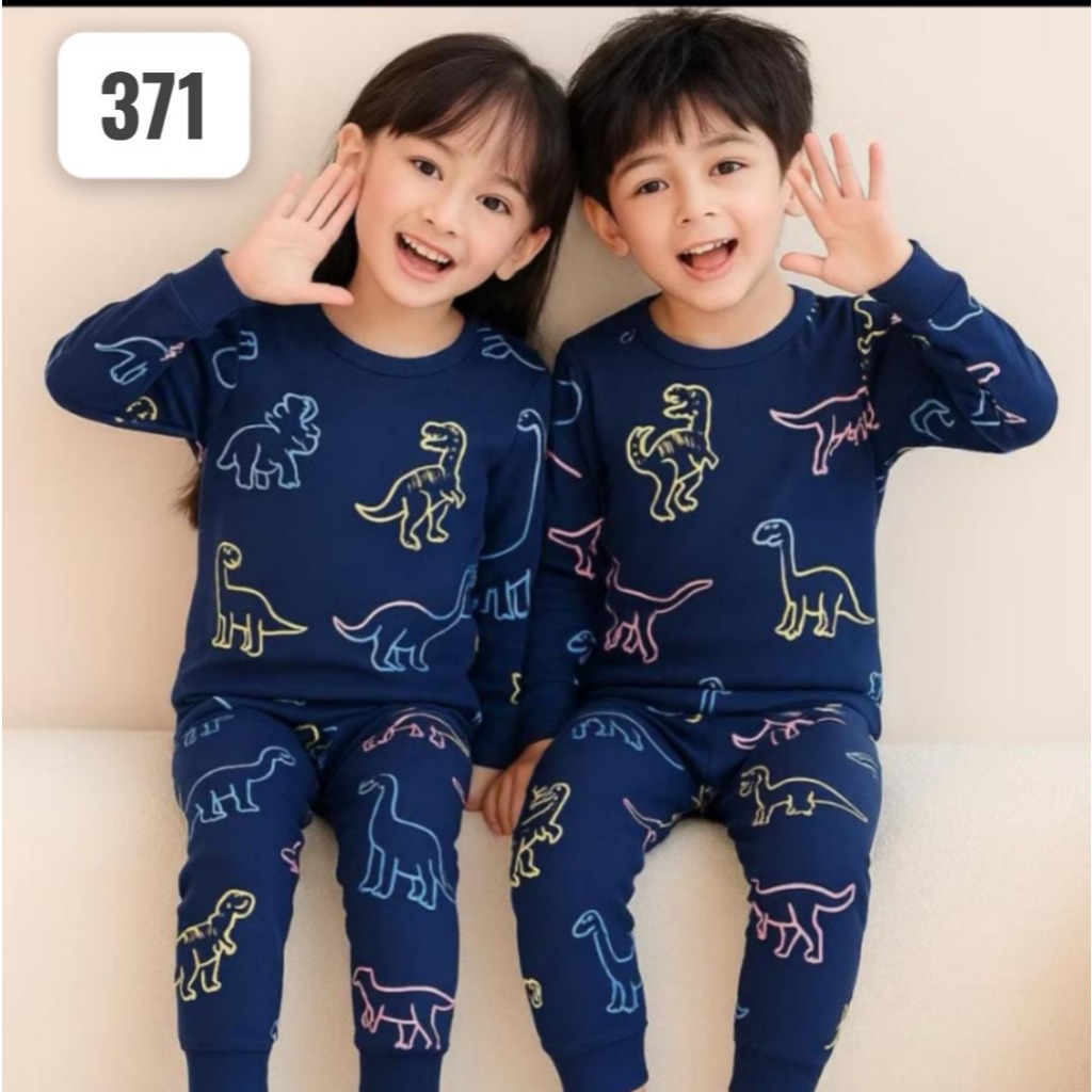 VIPSHOP88 เสื้อผ้าเด็กพิมพ์ลายไดโนเสาร์สําหรับเด็กผู้หญิงอายุ 1 ถึง 10 ปี 371