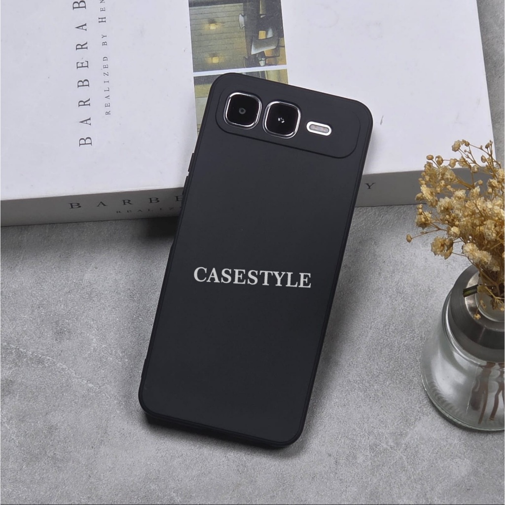 เคส Infinix Smart 10 Plus Infinix Smart 10 Softcase Candy Macaron Square Black Plain Case Infinix Sm
