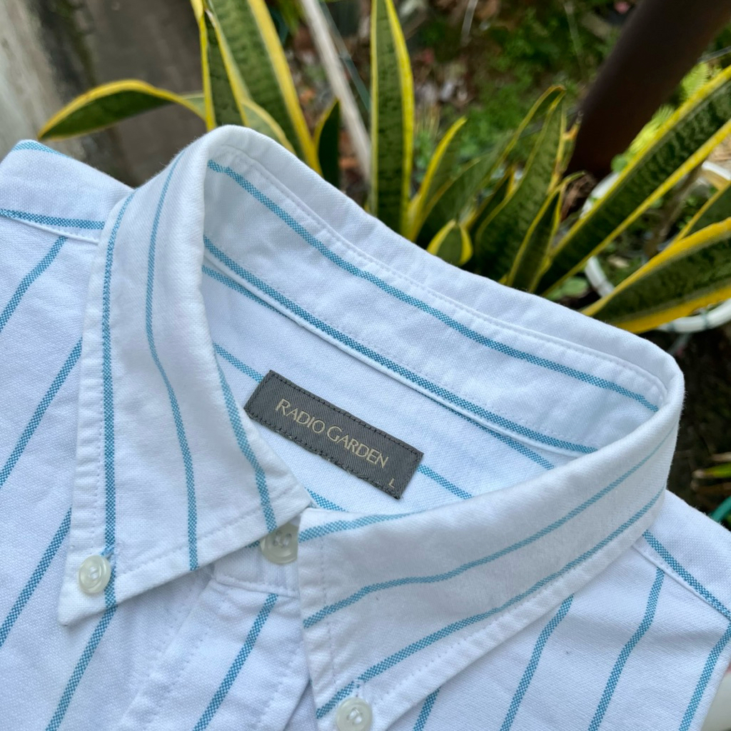 KEMEJA RADIO GARDEN เสื้อเชิ้ตออกซ์ฟอร์ดสีขาวลายทาง (XL)