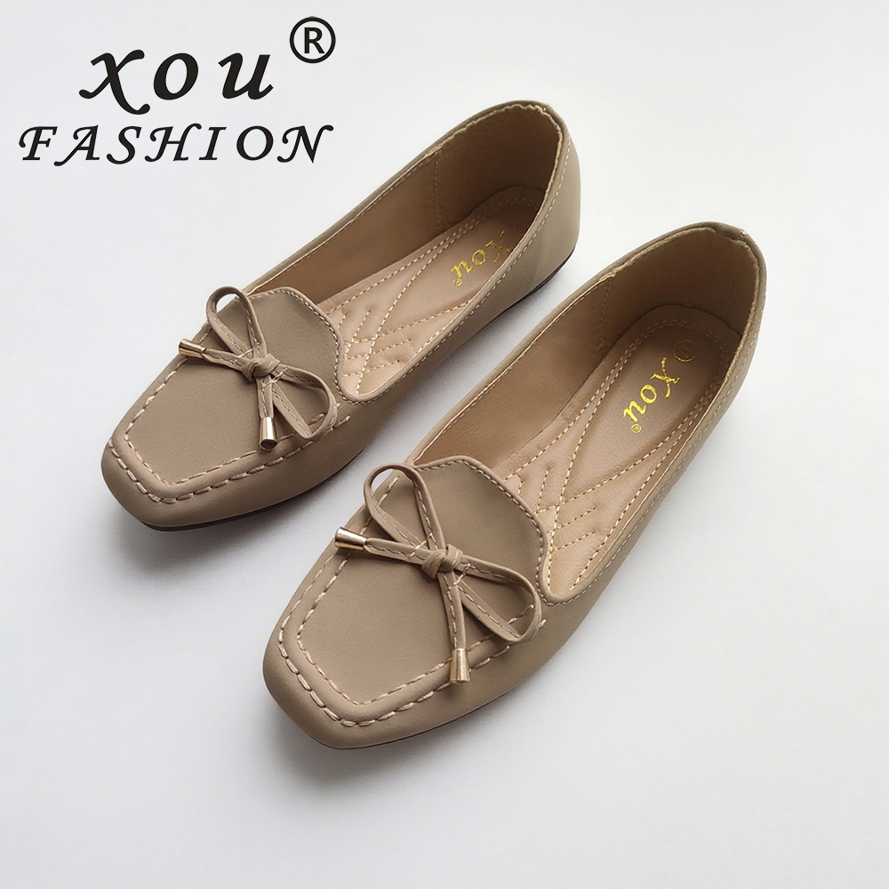 XOU FASHION Flat Shoes Womens Low Flat Trepples Ballerina Shoes