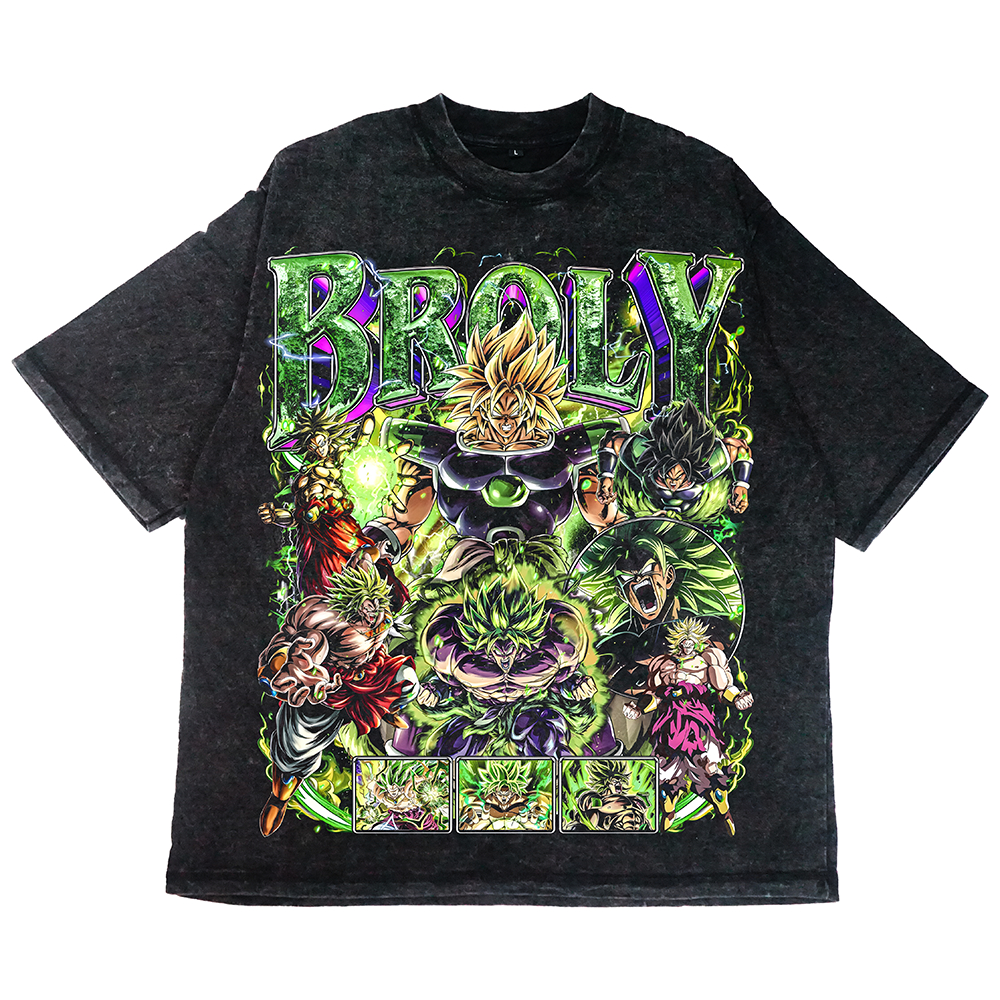 Broly / Stonewash / Boxy Oversize / Regular Upsize / เสื้อยืดฉากอนิเมะ