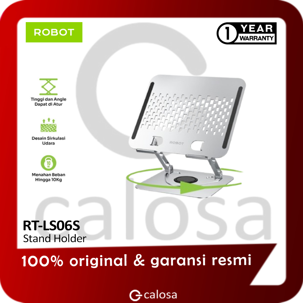 ROBOT Laptop Holder Strong หมุนได้ 360 ̊ RT-LS06S Cool Laptop Holder Aluminium Alloy Stand Silver