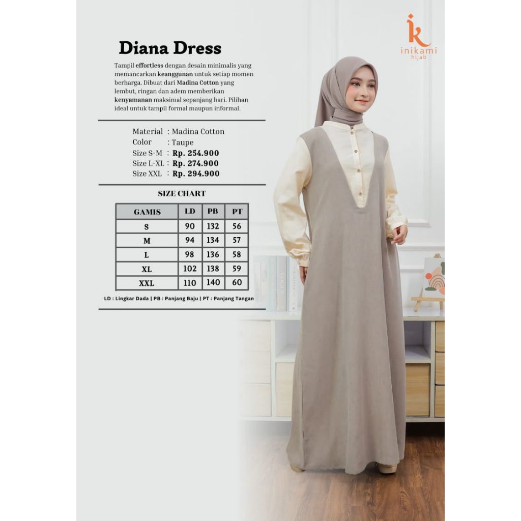 IniKami Dress Diana Series Taupe/ ชุด InikaKami ล่าสุด
