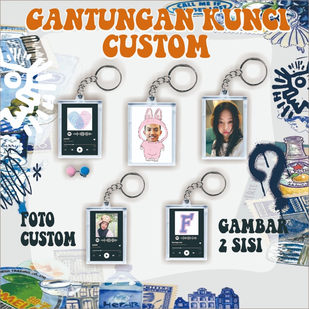 GANTUNGAN CUSTOM SPOTIFY KEYCHAIN / CUSTOM ACRYLIC KEYCHAIN PHOTO ETC.