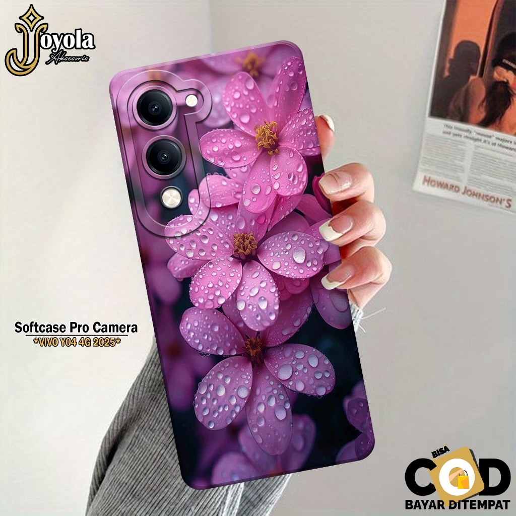 JOYOLA Case Vivo Y04 4G 2025 ล่าสุด - เคสแฟชั่น Flower - Softcase Vivo Y04 4G - Pro Camera - Casing 