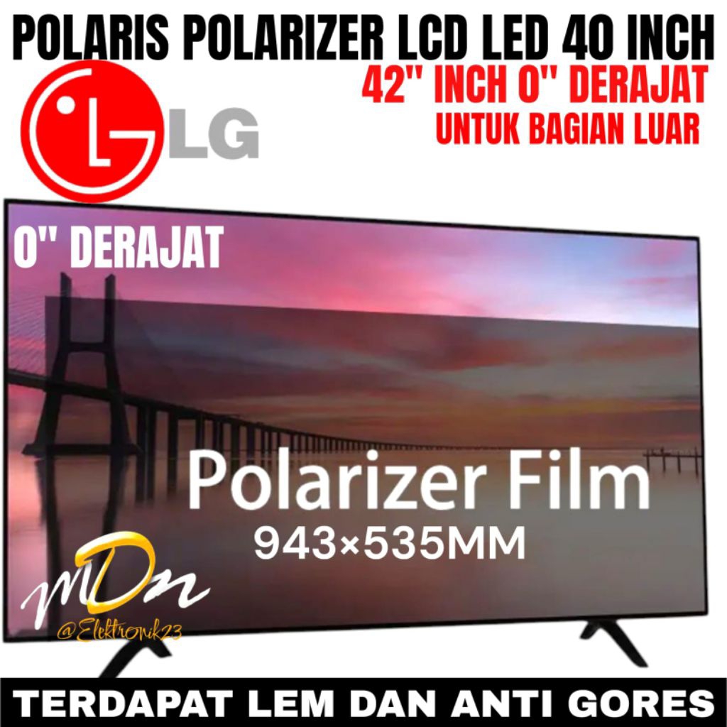 POLARIS POLARITIZER LCD LED LG 42" นิ้ว 0" เคลือบฟิล์มพลาสติก DEGREE พิเศษสําหรับภายนอกหรือด้านหน้า