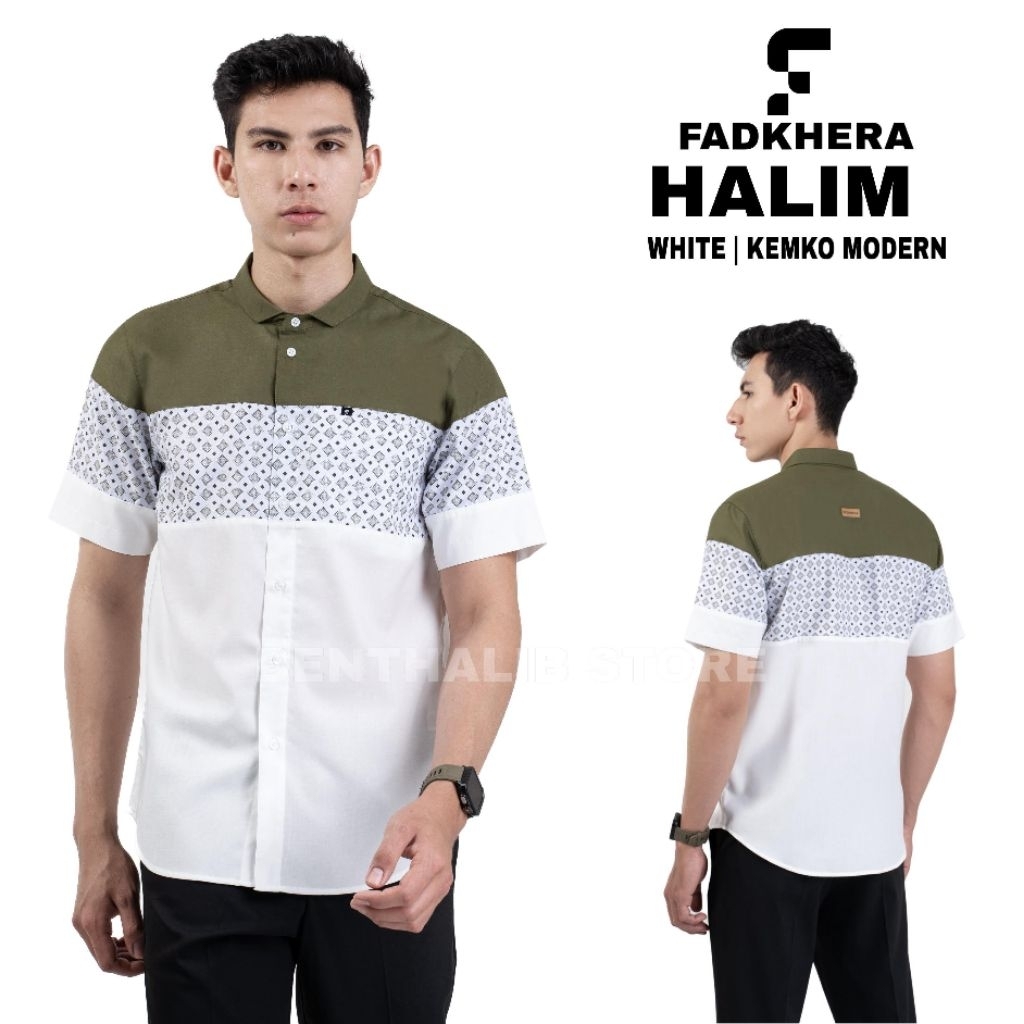 Fadkhera Halim Short Modern Kemko Shirt for Adult Men, Short Sleeve Slimfit