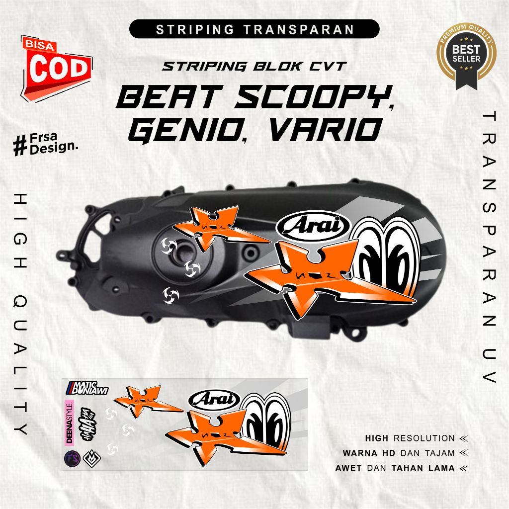 Arai Striping โปร่งใส CVT Beat Scoopy Genio Vario Spacy suriken V3