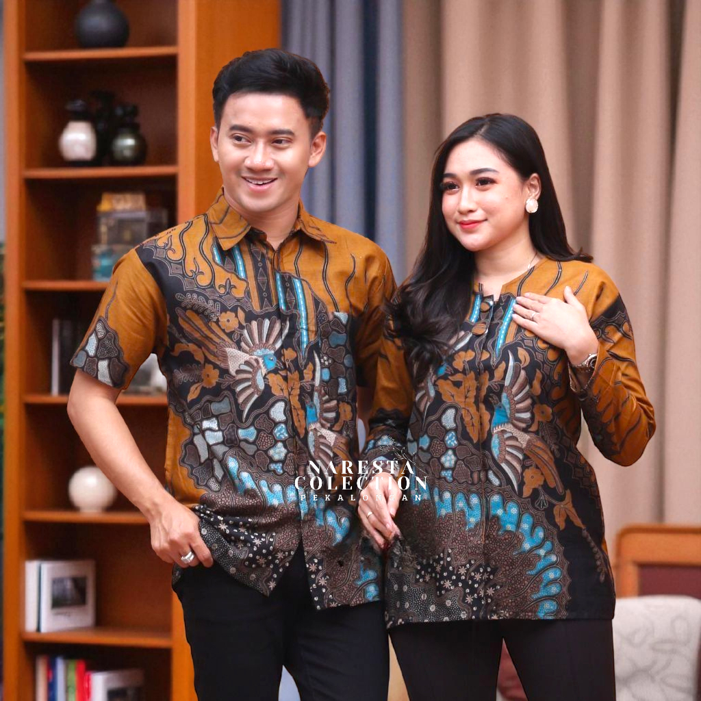 เสื้อบาติกคู่สําหรับผู้ชายและผู้หญิงปุ่มเต็ม ML XL XXL XXL เครื่องแบบสํานักงานจํานวนมากลายล่าสุด 202