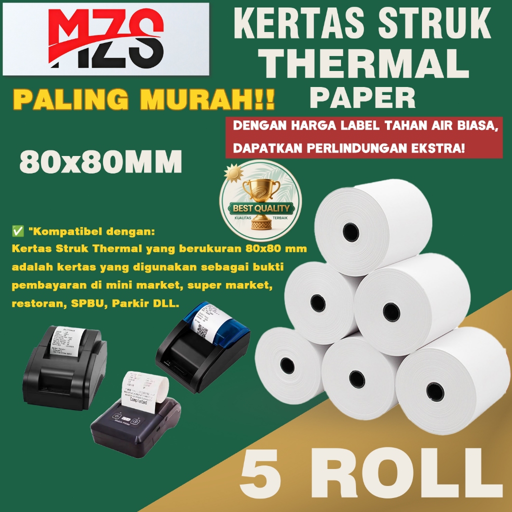 THERMAL PAPER CASH RECEIPT PAPER 80x80 ROLL THERMALT POS BLUETOOTH PRINTER