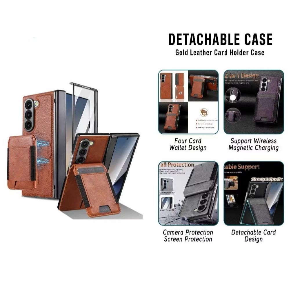 ACC HP - ปลอกการ์ดแบบถอดได้ Samsung Z Fold 5 Wallet Leather Case Magsafe