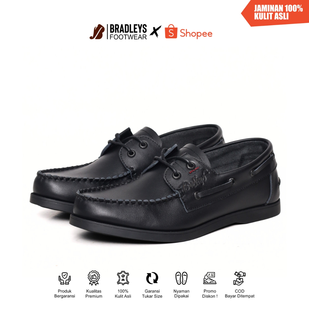 Bradleys Sperry Black - รองเท้าโลฟเฟอร์หนังทางการลําลองผู้ชาย
