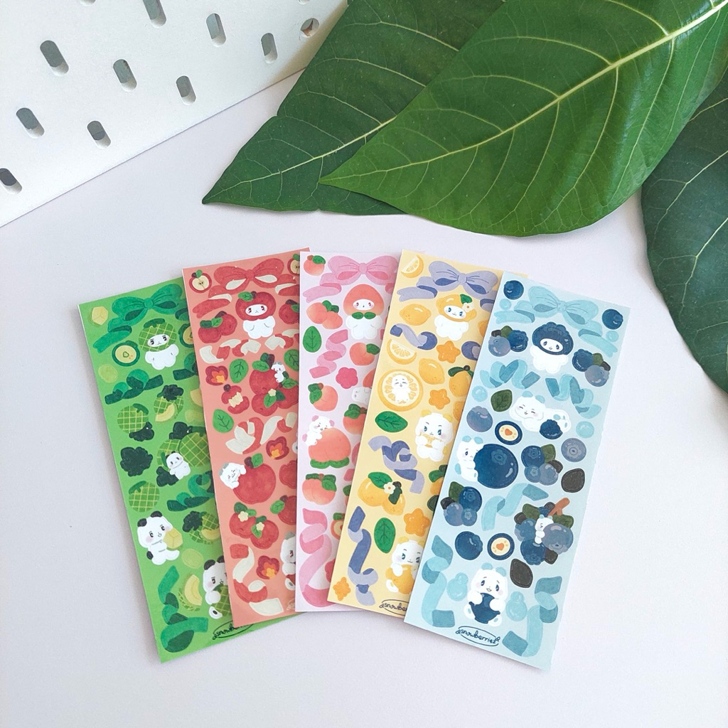 แผ่นสติ๊กเกอร์ Plave Fruit MMMM || แผ่นสติ๊กเกอร์ Mini Deco Journal โดย Snowberriez