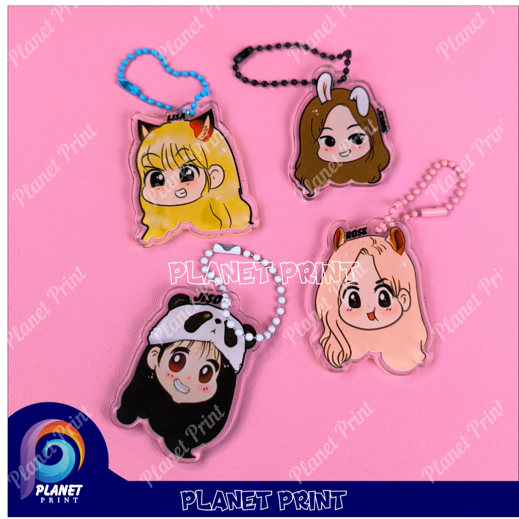 GANTUNGAN BLACKPINK CUSTOM KEYCHAIN - KPOP CUSTOM ACRYLIC พวงกุญแจ BEAD CHAIN รุ่น UV PRINT PICTURE 