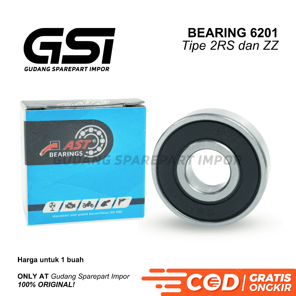AST Bearing 6201 2RS / 6201ZZ Laker Laher