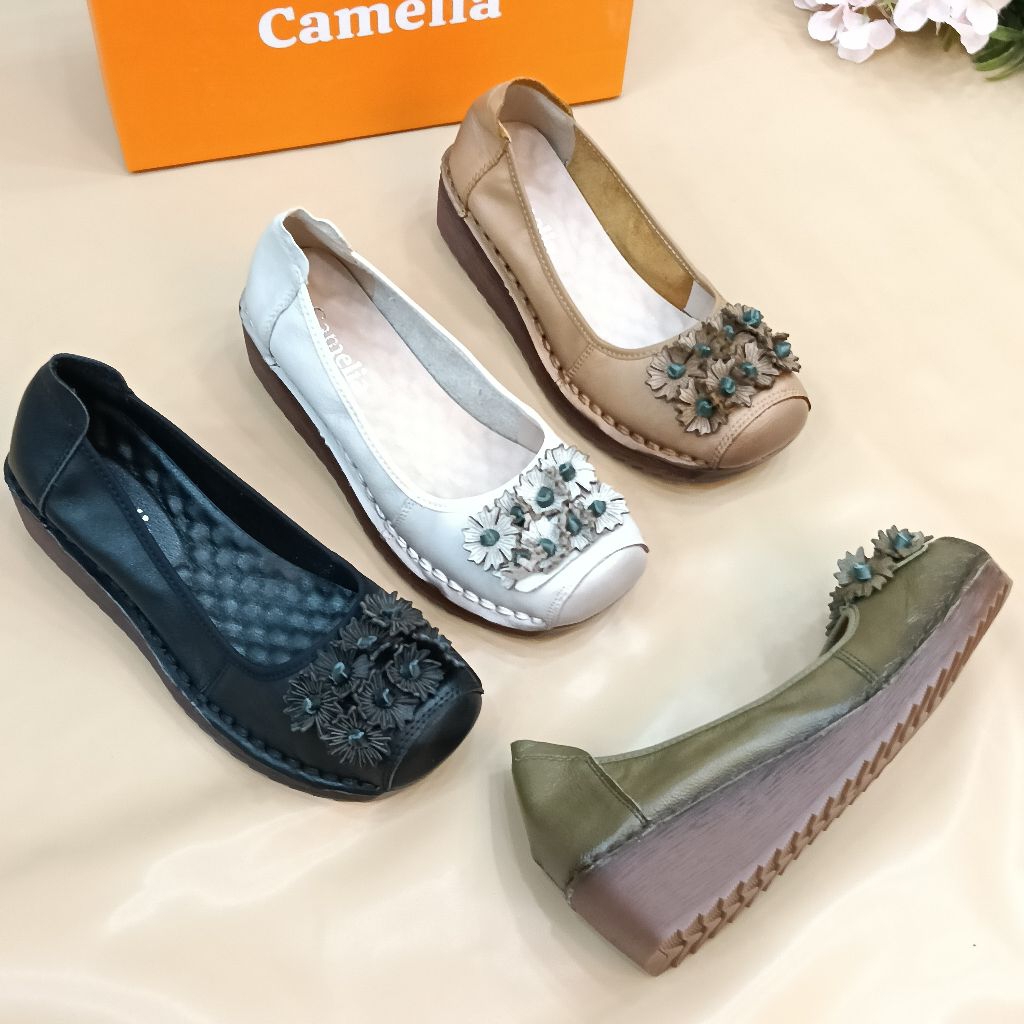 616 Camelia Leather Wedges Shoes Japan Model