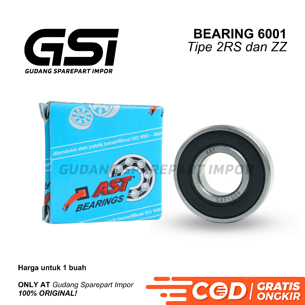 AST Bearing 6001 2RS / 6001ZZ Laker Laher