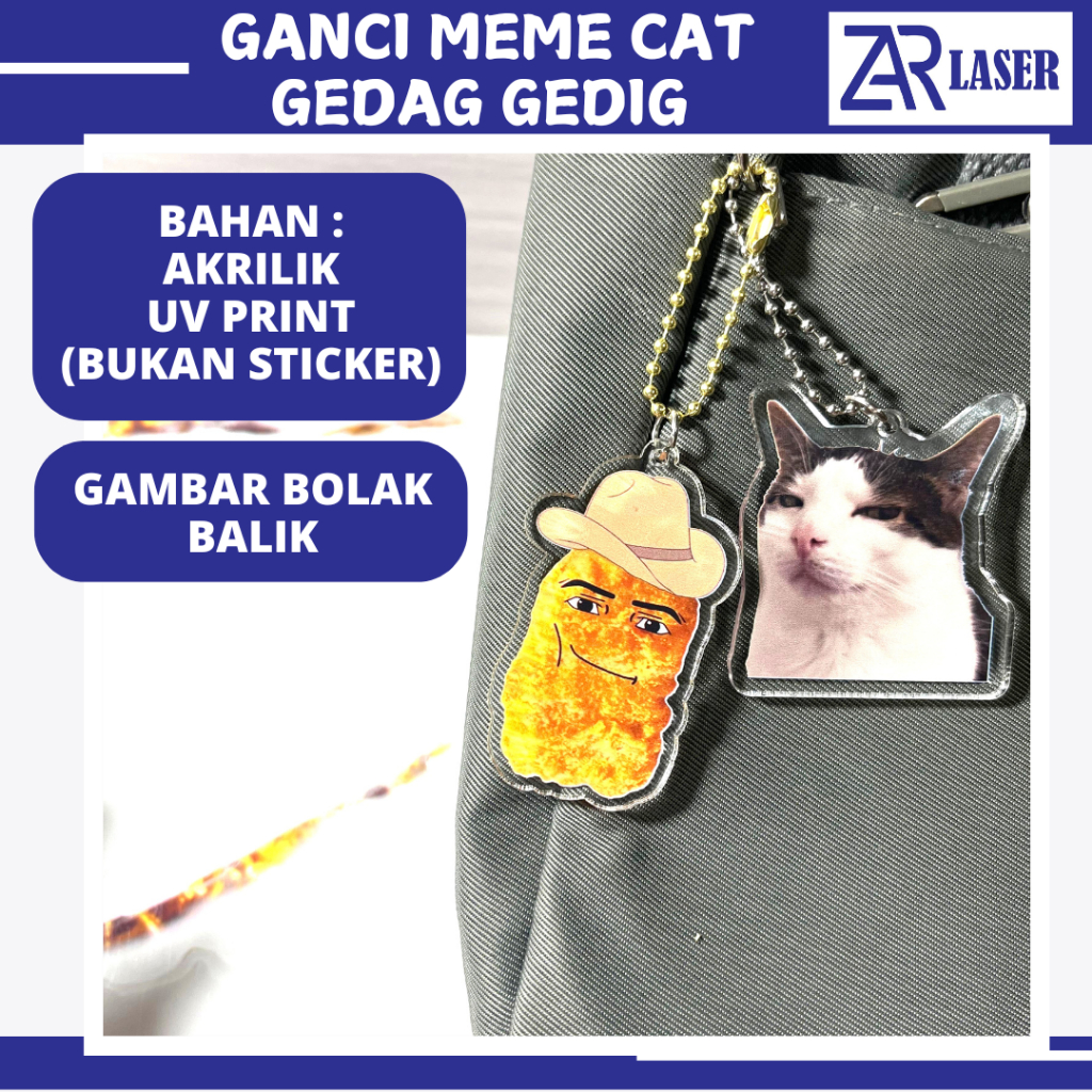 GUNDAN พวงกุญแจพวงกุญแจ Meme cat gedag gedig