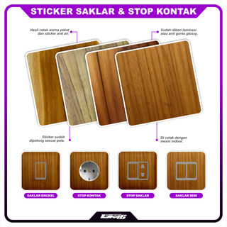Sticker Saklar Anti Air Atau Stiker Stop Kontak Motif Kayu