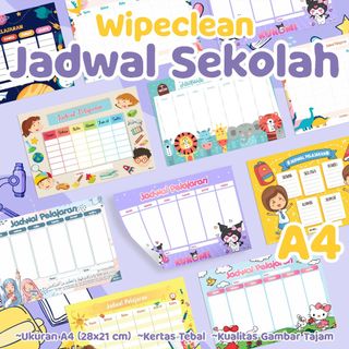 Poster wipe and clean - poster jadwal pelajaran wipeclean - poster azkafun