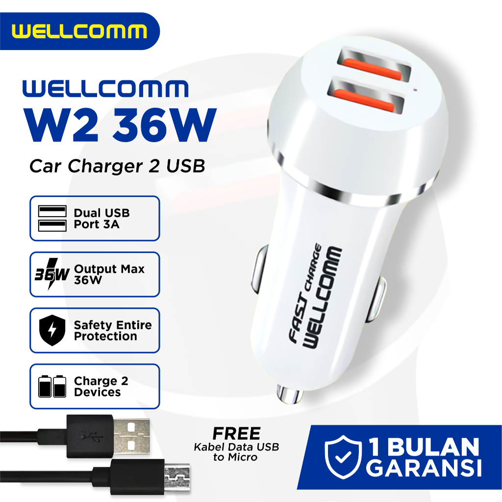 WELLCOMM 36W Type C Double USB Fast Charger